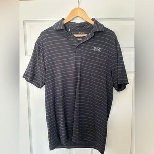 Under Armour Black Polo with Thin Gray Stripes